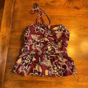 LOFT Burgundy Floral Camisole